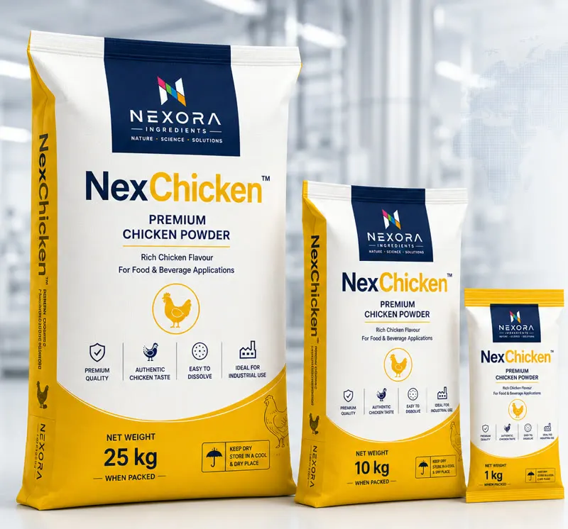 NexChicken chicken powder bags in 25 kg, 10 kg and 1 kg