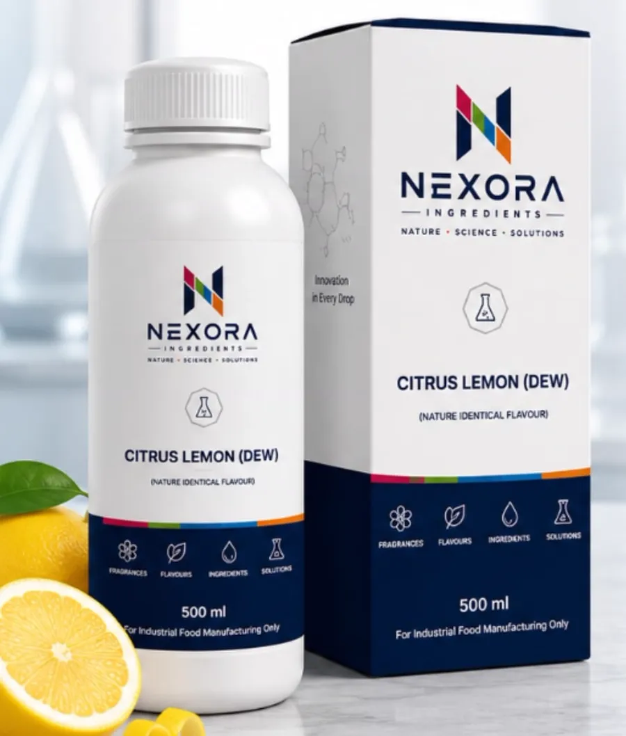 Citrus Lemon (Dew) NV-CB-077, Nexora Ingredients bottle and box